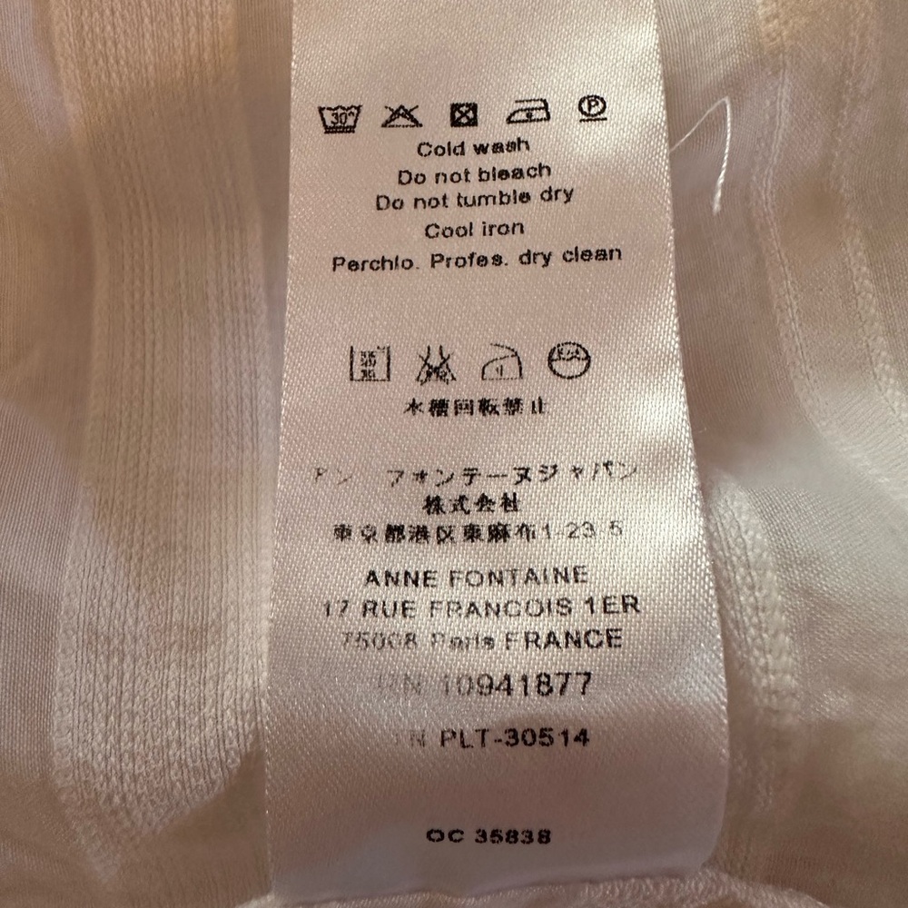Anne Fontaine Lany White sheer striped pattern Button-Up 10 rolled sleeve Shirt - Picture 12 of 13